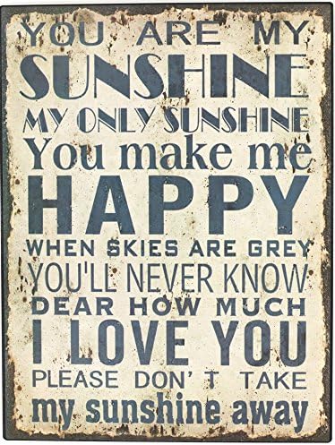 Hioni Your Are My Sunshine Metal Tin Sign, Vintage Plaque Wall Decor (Yellow)
