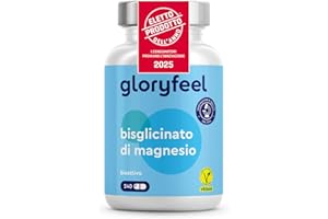 GLORYFEEL Magnesio Bisglicinato, Eletto PRODOTTO DELL'ANNO 2025, 400mg Magnesio Elementare per Dose Giornaliera, Alto Dosaggio, Scorta 2 Mesi, facilmente Digeribile e ad Alta Biodisponibilità, 100% Vegan