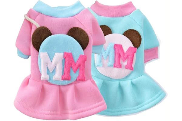 PETANGEL 2Pcs Letter Print Cartoon Fashion Frock for Girl Small Dog & Cat, Cute Princess Spring, Autumn & Winter Puppy Dog Dress for Shihtzu,Pomeranian,Maltese Cats(Size:L,Chest:40cm, Length:32cm)