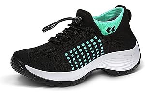 STUNAHOME Slip on Trainers Women Thick Bottom, Air Cushioned, Comfortable Walking Shoes with Breathable Mesh Sneakers Ladies Casual Orthopedic Shoes