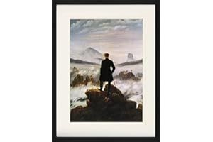 1art1 Caspar David Friedrich Póster El Caminante Sobre El Mar De Nubes, 1818 Cuadro Enmarcado Con Fine Passepartout | Cuadros De Pared | En Un Marco De Imagen 80x60 cm