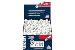 INVAXE 1 Box Gizeh Active Filter 8 mm Diameter Activated Carbon Filter in Box of 200