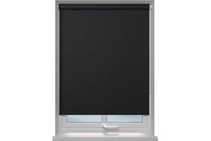 Home In Style 4U Roller blinds Thermal Blackout Roller blind - Trimmable UV Protection Child Safe Home Office Window Blinds Easy Fit Room Darkening shades Black Blind 120cm wide x165cm drop