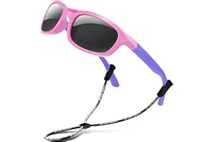 RIVBOS Gummi Sonnenbrille kinder Polarisierter UV400 Schutz Flexiblem Brille mit Riemen Jungen Mädchen Baby und Kinder Alter 3-10 RBK002(RBK1511)