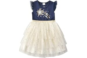 VIKITA Vestido Patrón de Mariposa Unicornio Algodón Tulle Tutu Manga Larga Niñas 2-8 Años