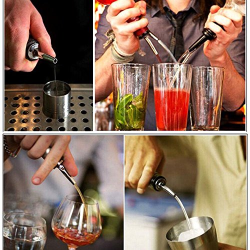6 Stück Edelstahl Freeflow Ausgießer Spirit, Ausgießer Flasche Ausgießer, Getränke Ausgießer, Öl Ausgießer, Wein Ausgießer Auslauf mit Gummi Staubdicht Kappen, edelstahl, C - 6