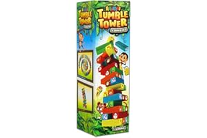 Cathys Candy Cart Animal Tumble Wooden Tower Stacking Balancing Game In Bright Colours, Family Fun for 1 - 8 Players. 4 Games In 1. Stocking Filler,, Birthday Gift, Party Game Prize, Multicolor, 24