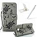 Produktbild Für Samsung Galaxy A3(2017 Modell)/A320 PU Leder Brieftasche Cover, Herzzer Folio PU Leder Geldbörse Magnetische Flip Cover Schmetterling Blume Embosssing Pattern Shockproof Kratzer Resistente Stand Funktion Buch Typ Stilvolle Rose Printing Designs Vollschutz Holster Fall 1 x Free Handy Halter Stand 1 x Free Touch Pen Stylus Stift für Samsung Galaxy A3(2017 Modell)/A320 - Grau
