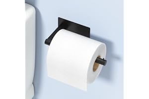 Susswiff Klopapierhalter ohne Bohren, Toilettenpapierhalter Selbstklebend Klorollenhalter Schwarz, Edelstahl WC Papier Halterung für Küche und Badezimmer