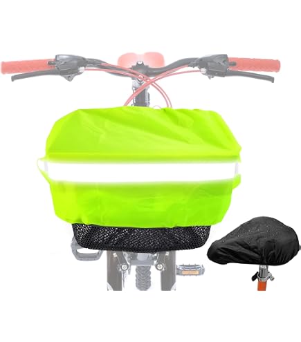 Housse De Pluie Imperméable Pour Panier Vélo – 126x66 Cm – Tissu Oxford – Vert Fluorescent – Avec Cordon Serrage – Pour Porte-Bagages