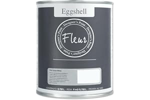 FLEUR DESIGNER'S PAINT | EGGSHELL Smalto Multisuperficie Satinato, Senza Carteggiare, 750 ml, F03 Snow White, a Base Acqua, Lavabile, Altissima Resistenza, Interno - Esterno, Pareti - Mobili