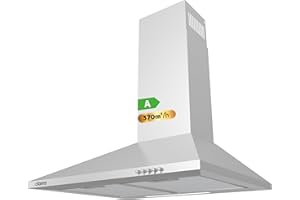 CIARRA' 60 cm Cooker Hood Stainless Steel Chimney Extractor Hood with LED and Recirculating & Ducting System Wall Mounted Range Hood 600 mm Extractor Fan - CAS6201A,Sliver