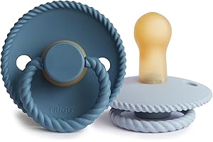 FRIGG Rope Schnuller 2 Packung | Latex Schnuller | BPA-Frei | Hergestellt in Dänemark | Symmetrischer Sauger in Kirschform (Ocean View/Powder Blue, Größe 2 (6-18 Monate))