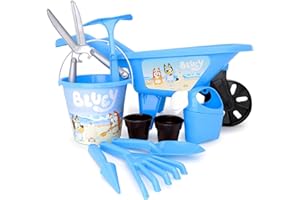 Toyland® 10 Piece Bluey Gardening Set - Bucket, Watering Can, Plant Pots, Gardening Tools & Wheelbarrow Included - Outdoor Garden Toys - Age 2 Years+