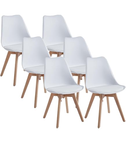 6 Chaises Scandinaves FaithBay - Plastique Et Hêtre - Charge 150kg - Design Nordique Pour Salle à Manger, Cuisine - Noir