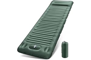 JEMULICE Matelas de Camping avec Pompe à Pied, Épaisseur Améliorée 12CM Tapis de Couchage Autogonflant, Matelas Randonnée avec Oreiller, Matelas Gonflable Ultraléger pour Camping,Tente,Randonnée