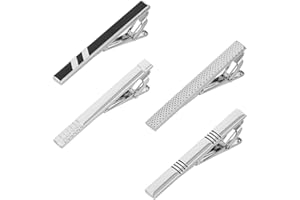 JIYIN Tie Clips For Men, 4 Pack Men's Tie Clips Classic Silver Ties Bars for Regular Ties, Men Necktie Accessories For Wedding, Business, Daily Wear