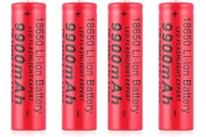 FOUNRY DIRECT Batteria Ricaricabile Batteria，9900mAh Alta Capacità Batteria Agli Loni di Litio 3.7V Batteria Ricaricabile per Torcia a LED, Lampade Frontali, Dispositivi Elettronici ecc(a punta，4pcs)