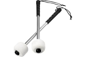 Yerleomit Trommelstöcke Marschschlägel Bass Mallet Drum Stick mit Wollfilz Filzkopf Edelstahl Griff, 2 Stück Trommelstöcke Marschtrommel Schlägel Drumstick Kopf Percussion Zubehör