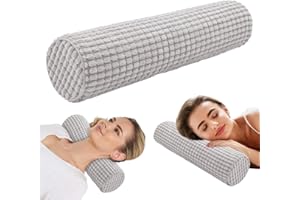 Wapasezyar Poduszka pod kark z poszewką, poduszka pod kark z pianki z pamięcią kształtu, 11 x 45 cm, ortopedyczna poduszka pod kark, nadaje się do prania, rolka pod kolana