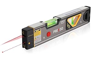 PREXISO 2-in-1 Laser Spirit Level, Magnetic Torpedo Level with LED Light, Alignment Point & Leveling Line, Spirit Leveling Laser Tool for Construction, Hanging Pictures & Home Renovation