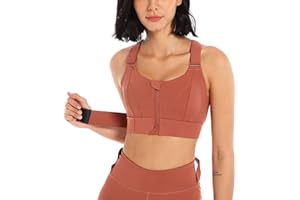 FEOYA Femmes Soutien-Gorge de Sport avec Fermeture Devant à Glissière pour Gymnastique Soutien-Gorge Grande Taille et Plaquettes Amovibles pour Gymnastique Course Jogging Yoga S - 5XL