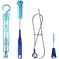 TANNOZHE Hydration Bladder Cleaning brush Set,Water Bladder Cleaning Kit 4 in 1 Flexible Long Brush for Hose, Small Brush for Bite Valve, Big Brush for Bladder& Collapsible Hanger for Drying