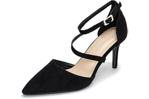 Rodawu Womens Court Shoes Pointed Toe High Heel Shoes Ankle Strap Pumps Wedding Shoes Sandals Ladies Shoes