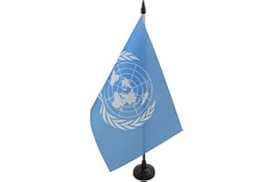 AZ FLAG Drapeau de Table ONU, 21cm x 14cm