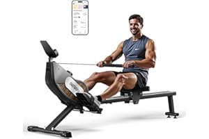 ONETWOFIT Rowing Machines for Home Gym Foldable Compatible with APP, Magnetic Folding Rower Machine,16 Levels of Quiet Resistance, 160kg/350lbs Capacity