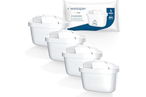 Wessper Filtry do Dzbanka Filtrującego Wodę, Redukcja Chloru i Metali Ciężkich | Filtry są zamiennikami dla Dafi Unimax Aquaphor A5 BRITA Maxtra+ PHILIPS AWP212/10 – Zestaw 4 Sztuk