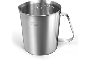 NEWNESS FOCUS ON STAINLESS STEEL Newness Misurino con 3 unità di misurazione (ml, once e tazze), in acciaio inossidabile, con marcature e manico 500 ML (16 OZ, 2 Cup) Silver