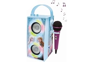 Lexibook, La Reine des Neiges, Enceinte Portable Bluetooth Lumineuse avec Micro, karaoké, Effets Lumineux, sans-Fil, USB, Carte SD, Batterie Rechargeable, Bleu/Violet, BTP180FZZ