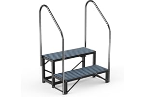 Fumingpal RV Steps Spa Stufen mit Handlauf – 2-stufige Whirlpool-Stufen, Anhängerstufen, Wohnmobil-Treppe für 5. Rad, Anhänger, Whirlpool, Pool, Veranda mit rutschfesten Matten