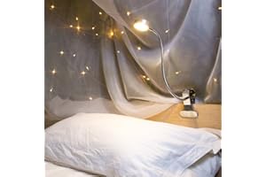 EYOCEAN Leselampe, LED Klemmlampe, 360° Flexibel Schwanenhals Lampe, 3 Farbmodi & 9 Helligkeitsstufen, Augenpflege Schreibtischlampe für Büro Heimgebrauch, CE Adapter Enthalten, 5W, Silber