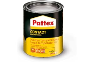 Pattex Colle Contact Type Néoprène Haute Température, Colle pour Éléments Cuisine, Proximité Source de Chaleur, Boîte 650G, Jaune