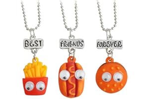 ELEGANT ROSE Ensemble de 3 colliers d'amitié « Best Friends Forever and Ever » avec les motifs de hamburger, hot dog et frittes - Créatif