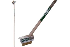 Marko Gardening 1.2M Patio Weed Brush Wooden Handle with V-Blade Scraper Spike Garden Block Paving Slab Gap Cleaner