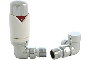 SMR Bathrooms REALM-2-CR-W Realm Modern White Thermostatic Radiator Valve (Corner TRV)