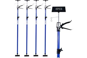 CCLIFE Set de 4 Etai de Soutien Télescopique Étai pour Plafond Extensible de 115 à 290 cm Charge Max 30 kg Étai de Porte Support Télescopique pour Plafond Montage Plaques de Plâtre