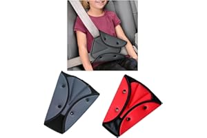 UNMOT 2 Pack Car Seat Belt Adjuster for Car Safety, Universal Clip Covers for Baby Toddler Kid Adult | Comfortable Sponge, Triangular Design | Washable, Easy Installation (Red, Grey)