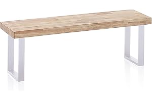 ADEC GROUP Loft, Banco para Mesa de Comedor, Asiento Auxiliar, Acabado en Roble y Blanco, Medidas: 120 cm (Largo) x 47 cm (Alto) x 34 cm (Fondo)