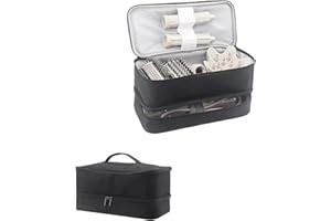 GENCAM Dwuwarstwowy futerał do Shark Flexstyle, etui podróżne do Shark 430/440 Flexstyle, przenośne etui do przechowywania Shark Flexstyle/Dyson Airwrap Styler i załączniki, Czarny, Dwuwarstwowy