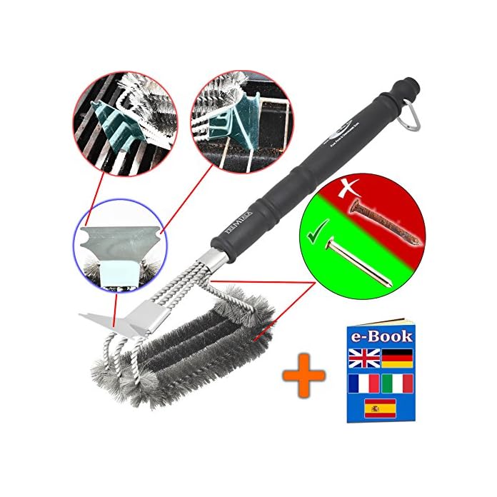 Erstaunliche Grillbrste 100 304 Edelstahl Gestell Hlt Eisen Stahl Und Porzellanroste Sicher Und Hygienisch 100 Splmaschinenfest Wird Niemals Rosten