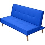 SHIITO | Sofá Cama de 2 Plazas | Modelo Tiffany - Apertura Clic-Clac | Mueble versátil y cómodo | Diseño Capitoné - En Azul -