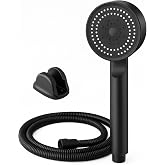 Busstier Turbo Duş Başlığı, Y&uuml;ksek Basın&ccedil;lı El Duşu, 5 Fonksiyonlu Duş Başlığı (Siyah Turbo Set)