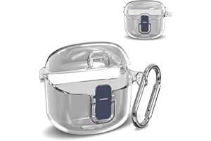 Etui ochronne do JBL Tune Flex, MOWYEOK przezroczyste etui z zamkiem zabezpieczającym PC, zaprojektowane specjalnie do słuchawek JBL Tune Flex, z karabińczykiem (przezroczyste)