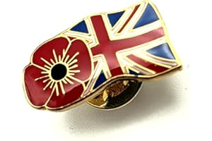 SNS COMPONENTS Union Jack Remembrance UK Great Britain Poppy Flag World War Metal Enamel Pin Badge