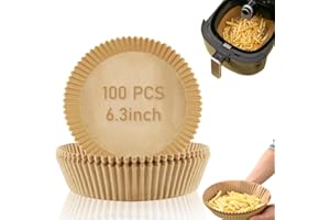 FADII Air Fryer Liners 100 Pcs- Non-Stick 6.3 Inch Airfryer Liners Parchment Paper Disposable Oil & Water Proof Round Air Fryer Accessories for Baking, Roasting & Cooking