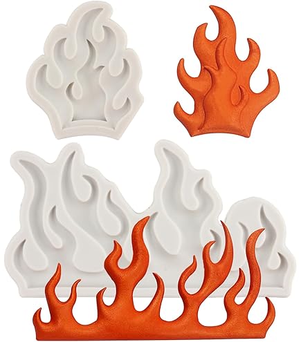 4 Stück Fondant Ausstecher Feuer Flamme Eis Damm Meer Welle